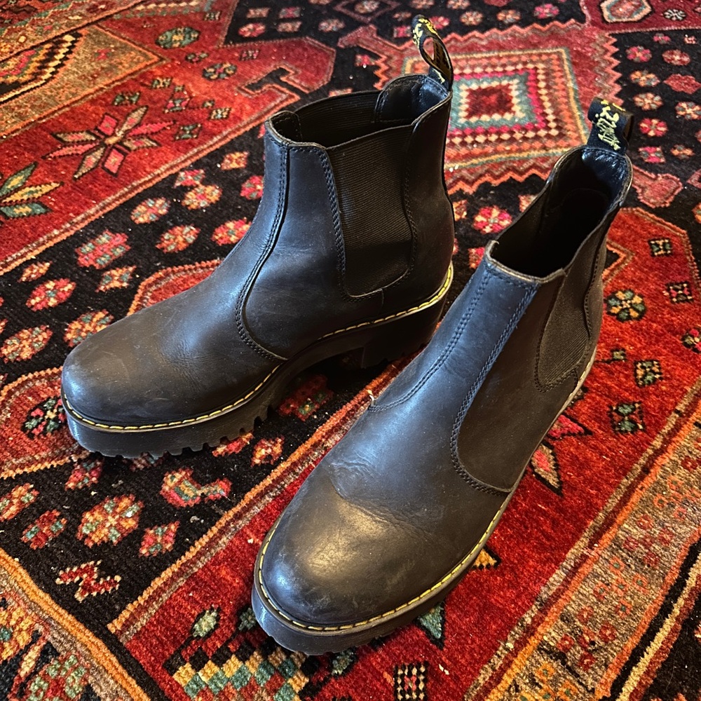 Dr. Martens Black Leather Chelsea Lug Sole Boots Rometty